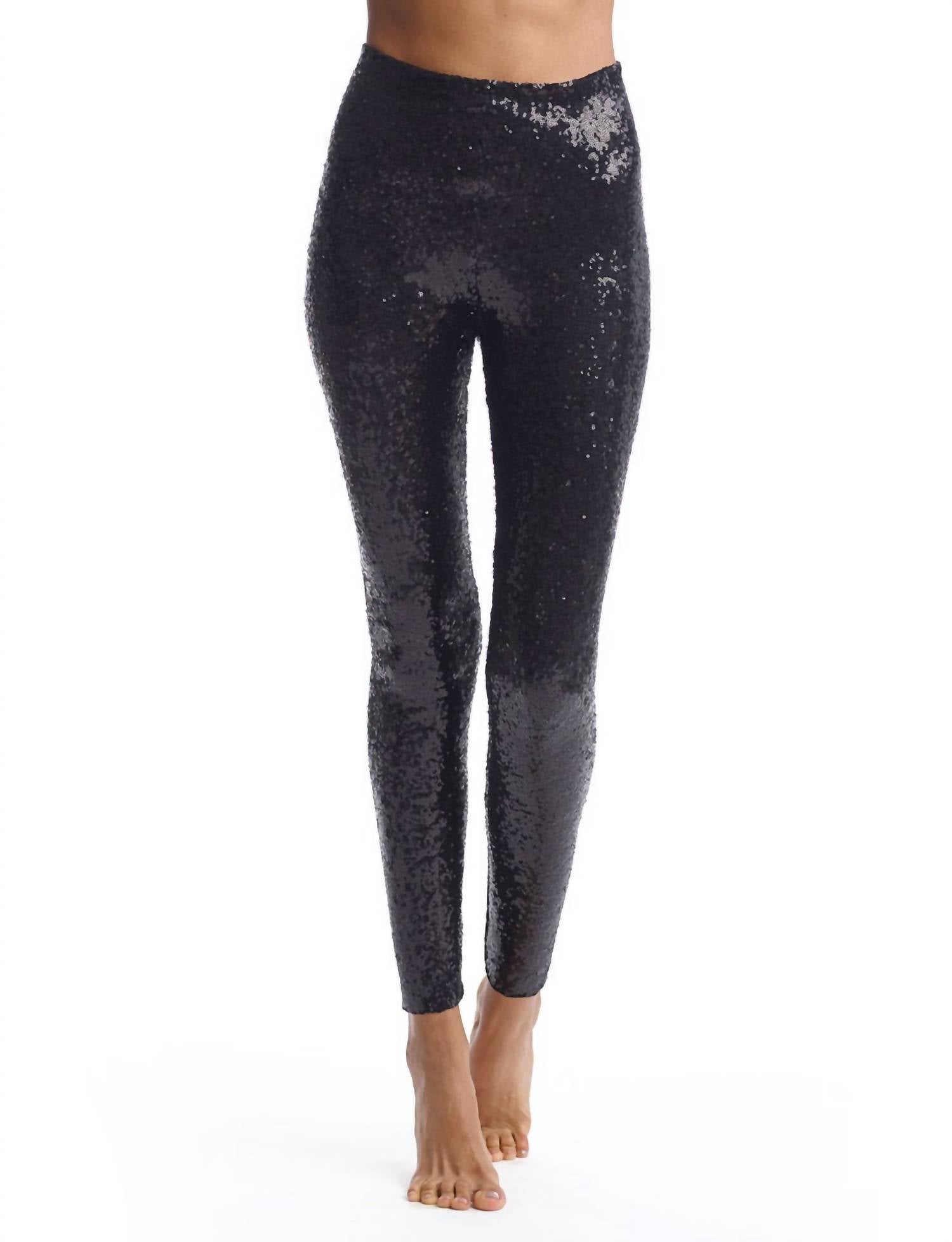 Shop Commando Sequin High Waisted Legging In Black In Grey