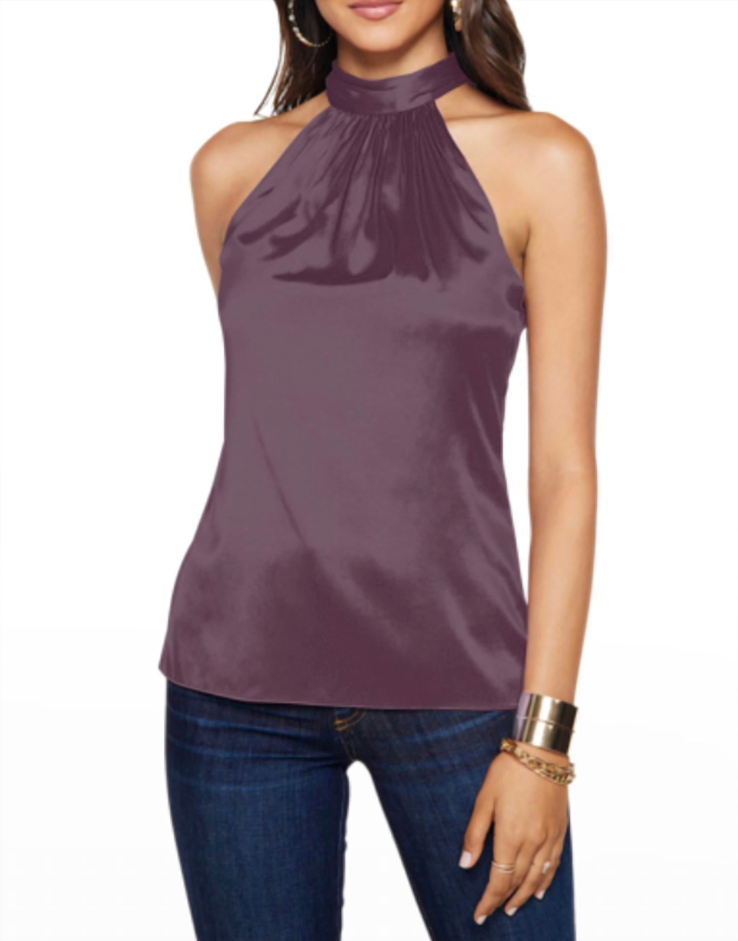 Shop Ramy Brook Lori Halter Top In Raisin In Purple