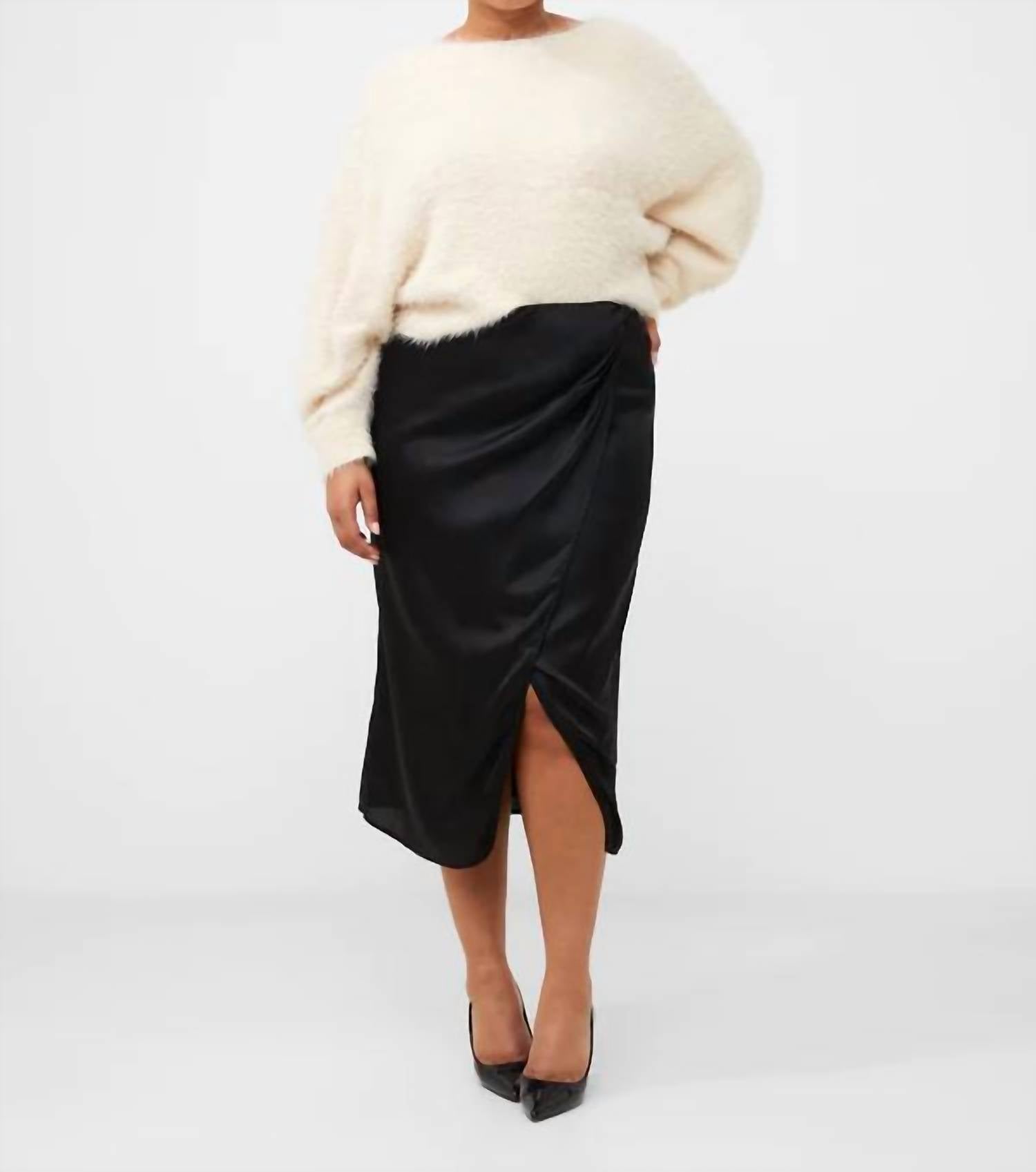 Shop French Connection Inu Satin Midi Skirt In Black