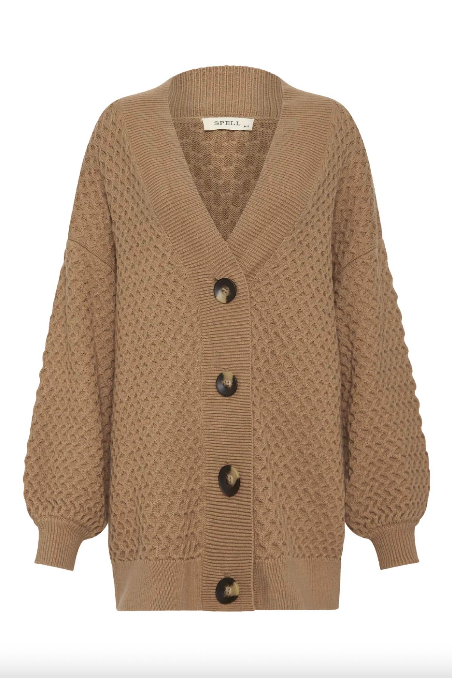 Shop Spell Highland Knit Cardigan In Nutmeg In Brown