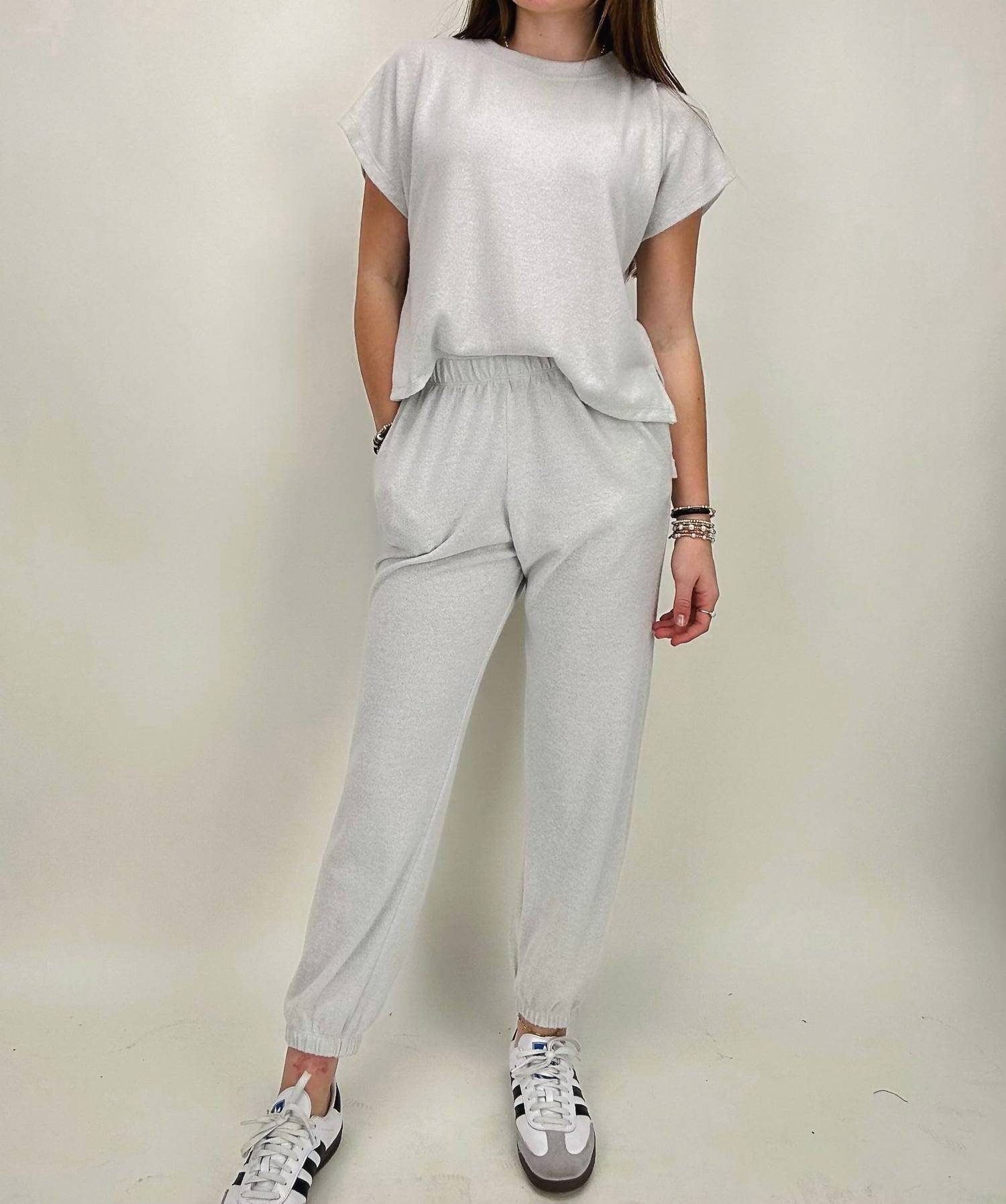 Shop Elan Odin Glitter Jumpsuit In Silver In Grey