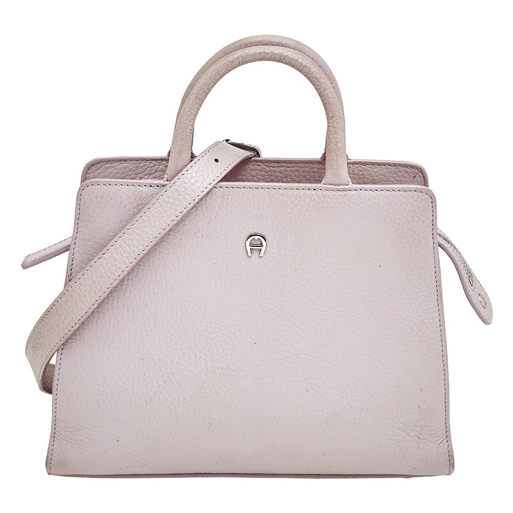 Shop Aigner Lilac Leather Tote In Purple