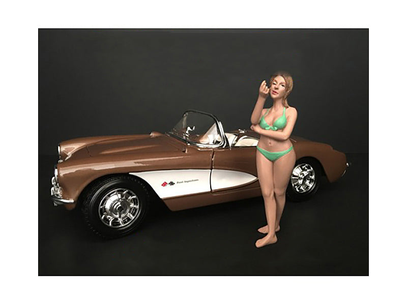 American Diorama August Bikini Calendar Girl Figurine For 1/18 Scale Models By