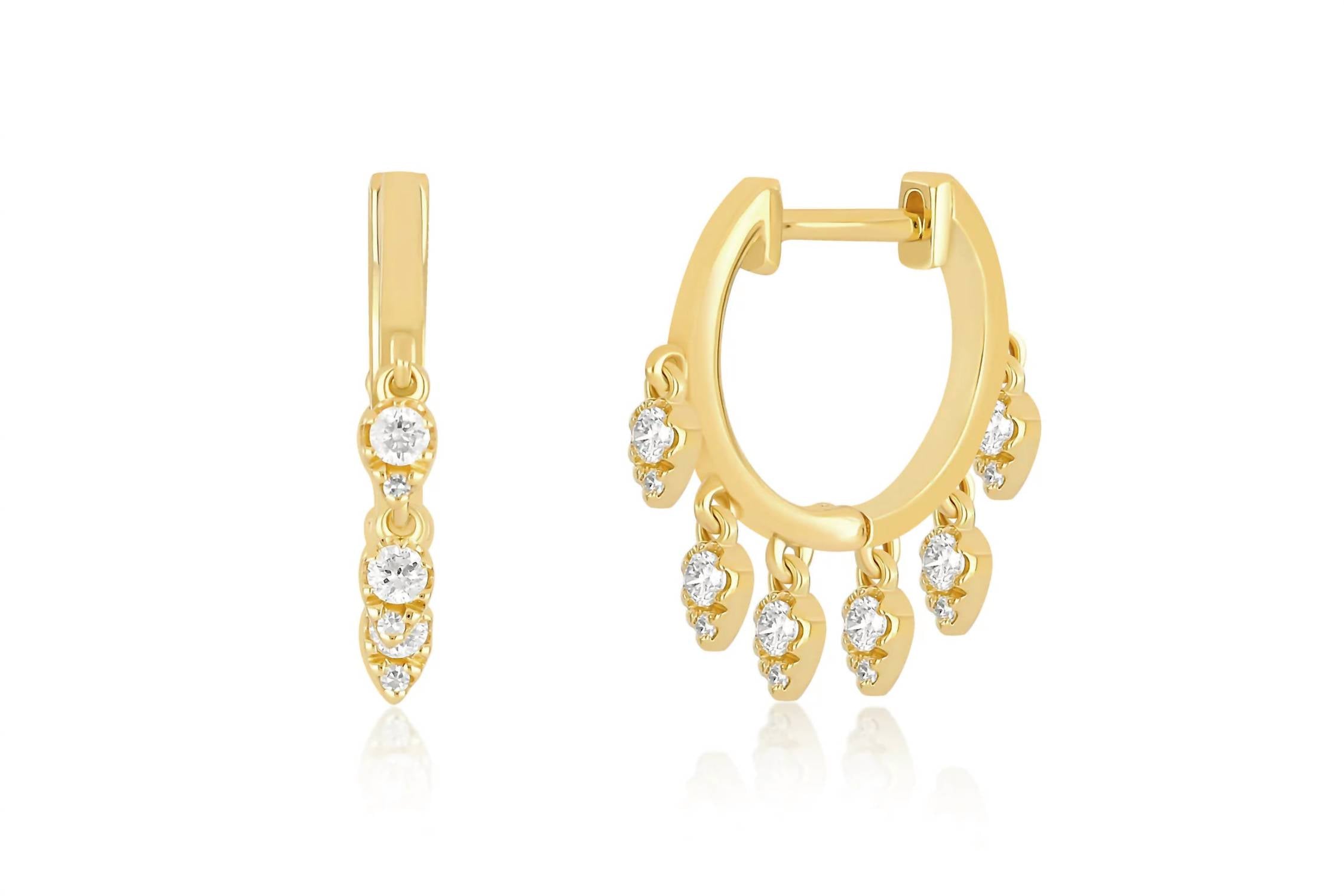 Ef Collection Diamond Teardrop Shimmy Huggie Earring In Gold