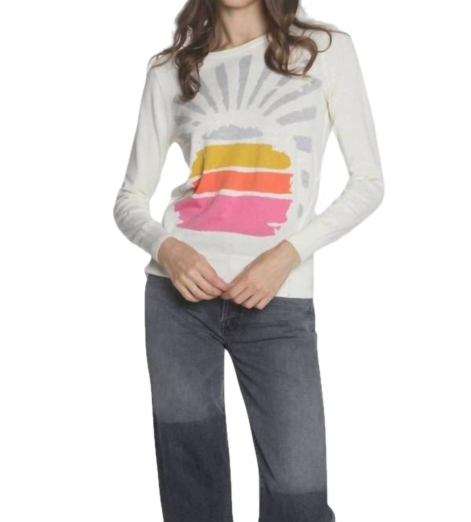 Shop Label+thread Sunburst Crew Top In White Multi In Beige