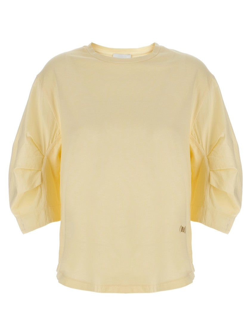 Nude Relaxed-fit Cotton T-shirt With Crinkled Sleeves In Yellow