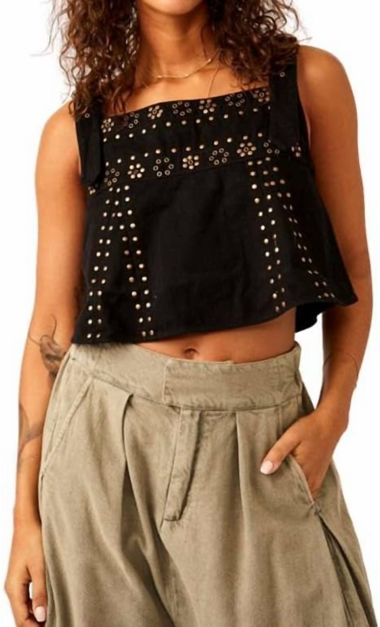 Shop Free People Rikki Studded Top In Midnight Combo In Black