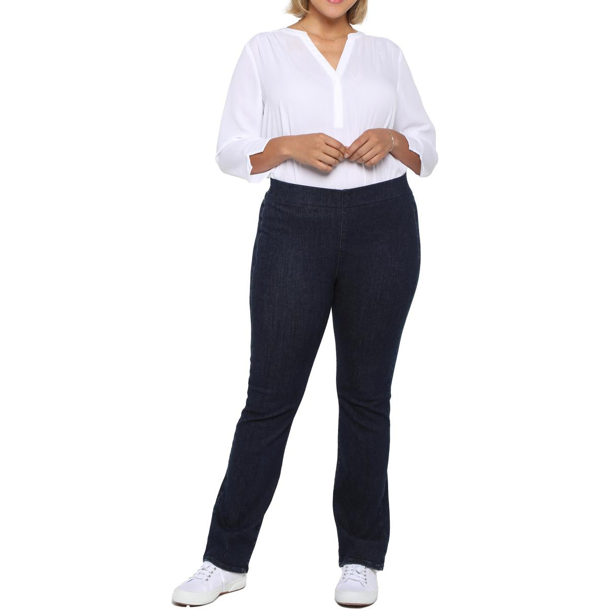 Nydj Plus Womens Stretch Denim Bootcut Jeans In Multi