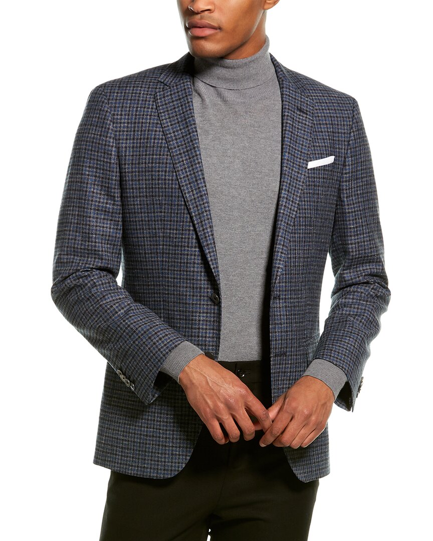 Shop Hugo Boss Boss  Hutson Wool & Linen-blend Jacket In Grey