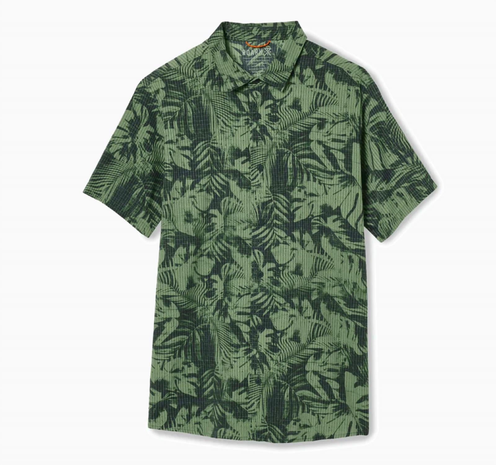 Shop Roark Men Bless Up Breathable Stretch Shirt In Jungle Green Print