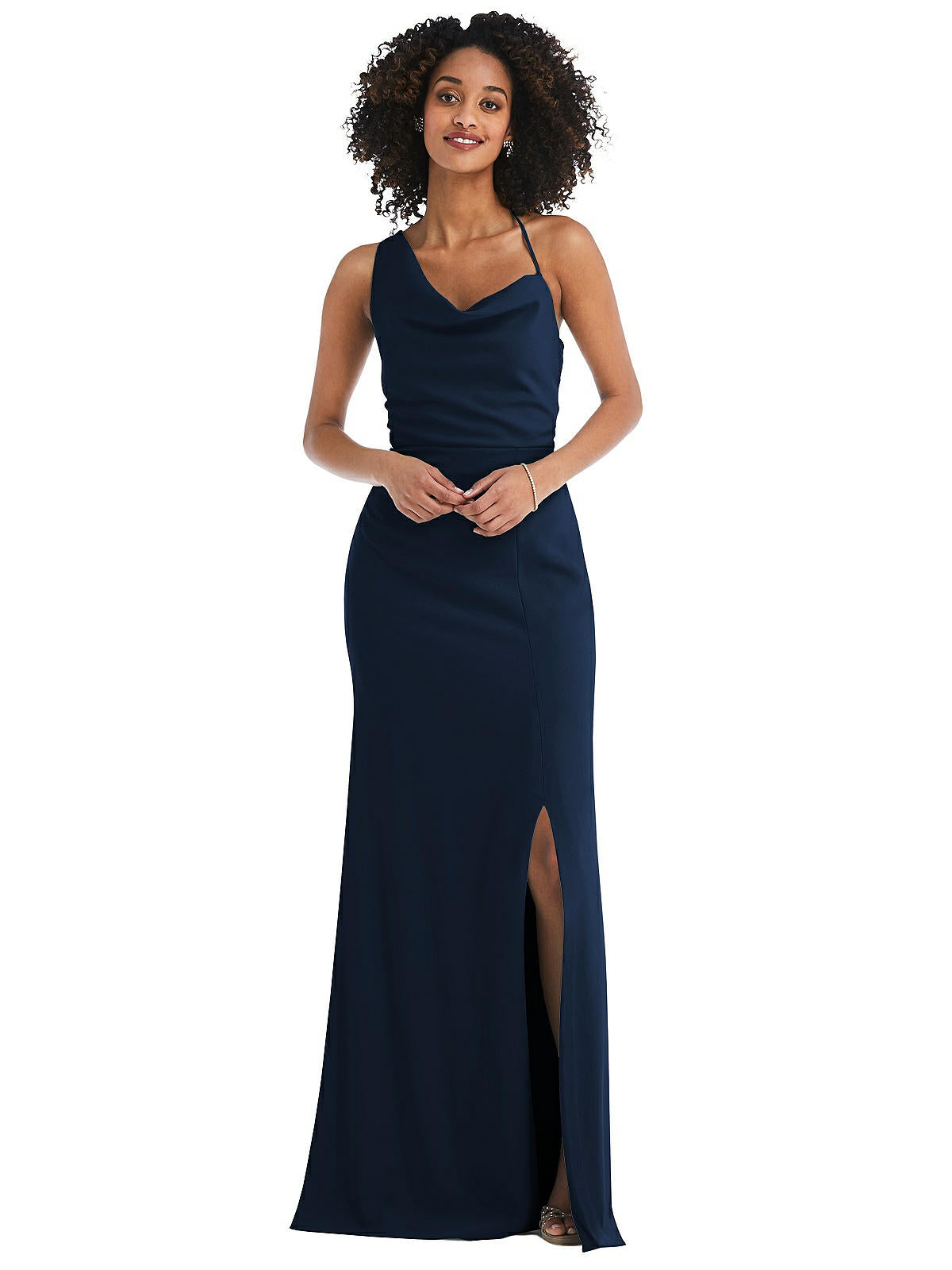 Shop After Six One-shoulder Draped Cowl-neck Maxi Dress In Blue