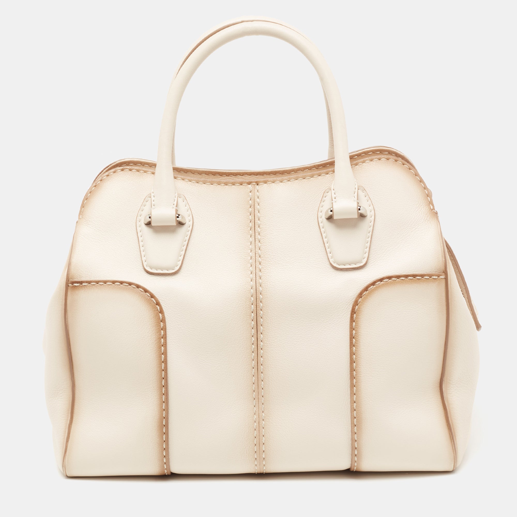 Shop Tod's Powder Leather Tote In White