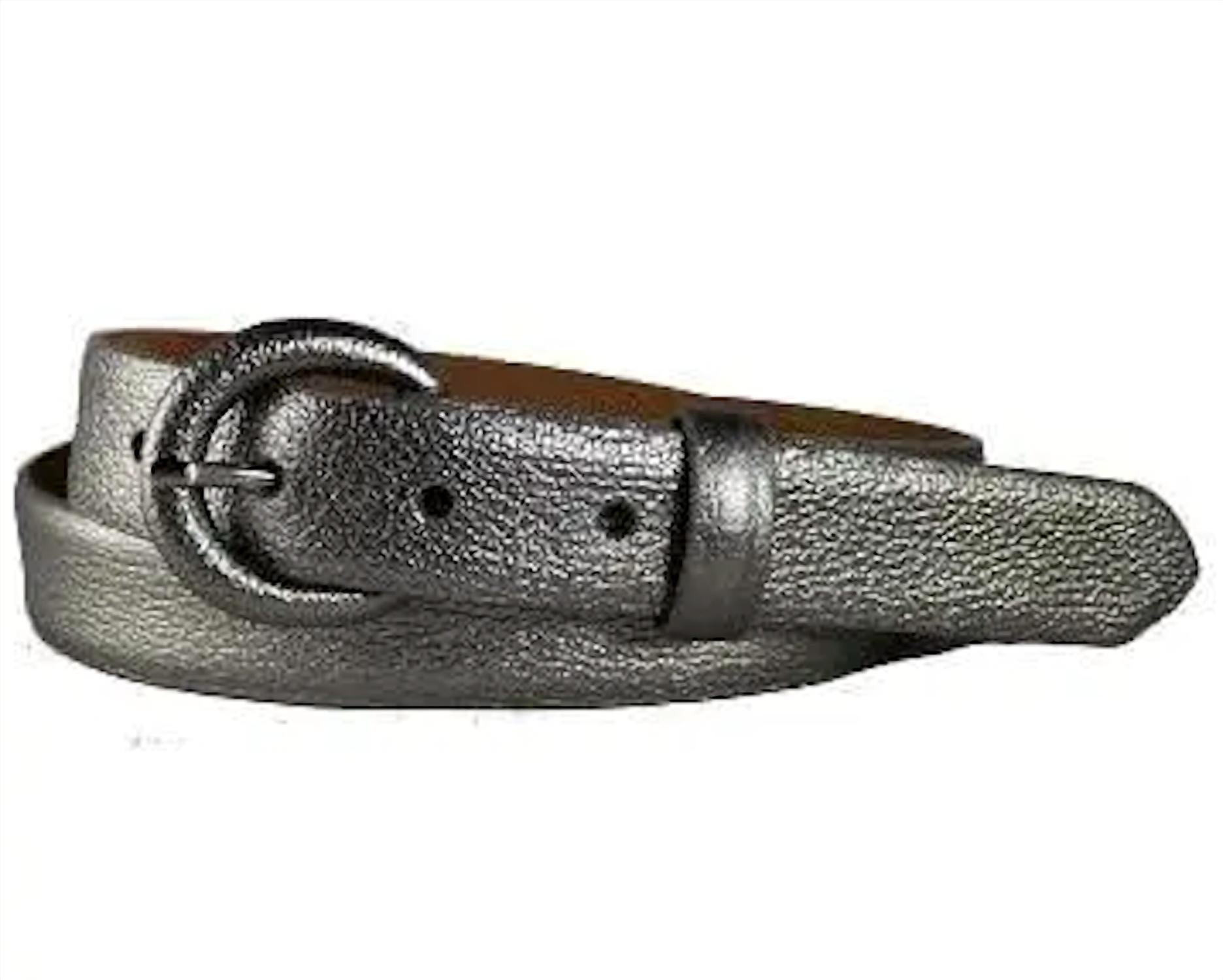 W. Kleinberg Silver Metallic Skinny Belt In Black