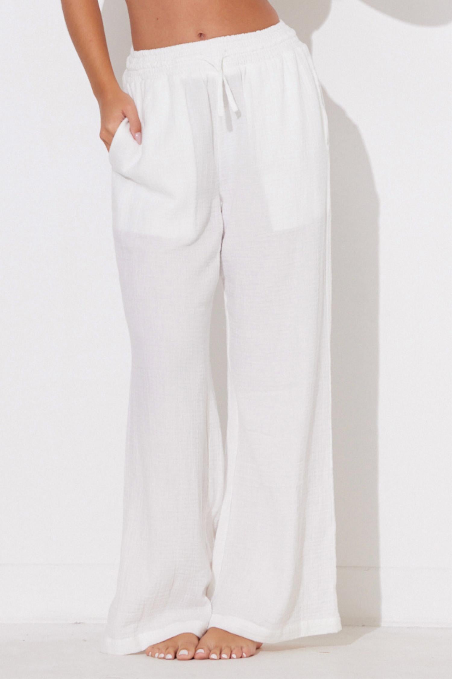 Shop Ocean Drive Amelia Gauze Pants In White