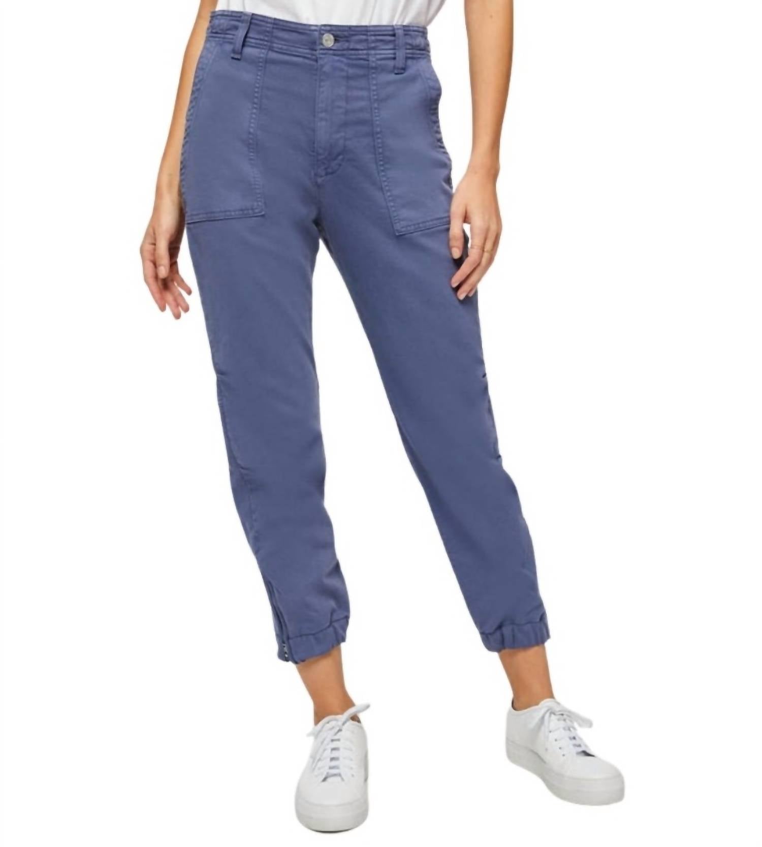 7 For All Mankind Side Zipper Jogger In French Blue In Multi