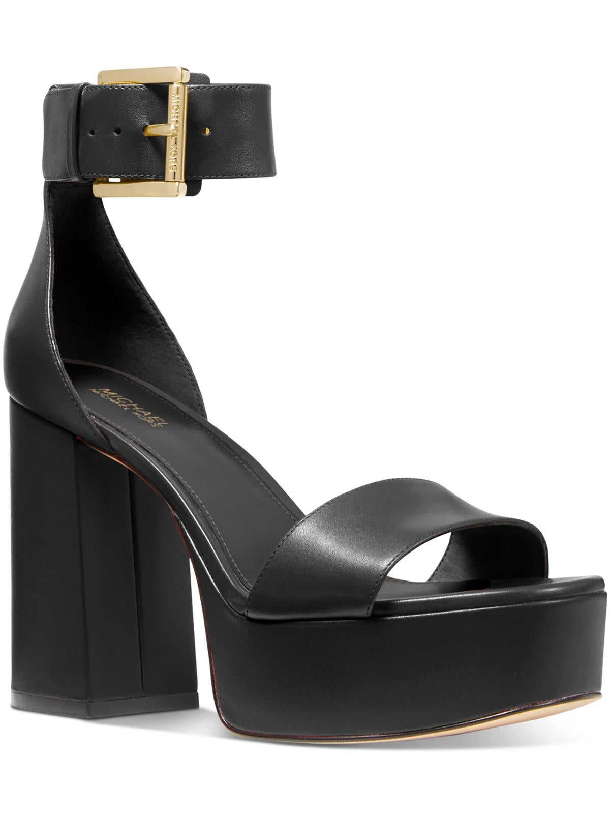 Michael Michael Kors Womens Leather Platform Sandals In Black