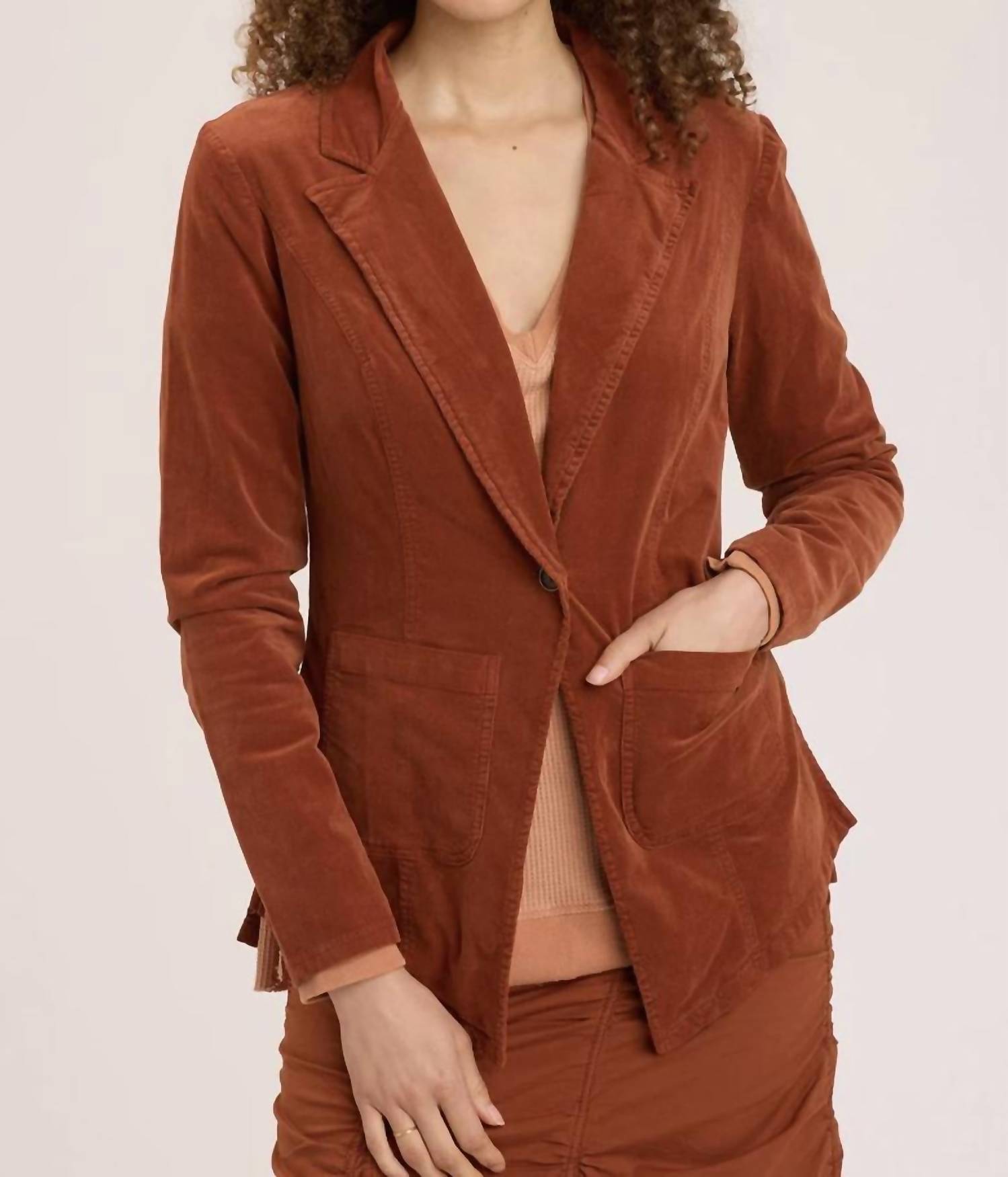 Shop Xcvi Westbrook Corduroy Blazer In Campfire Pigment In Brown