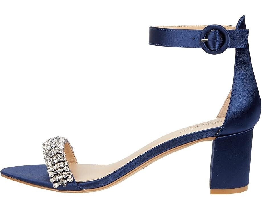 Badgley Mischka James Slide Women's Size 8 Navy Satin Rhinestone Sandal ZPO1333