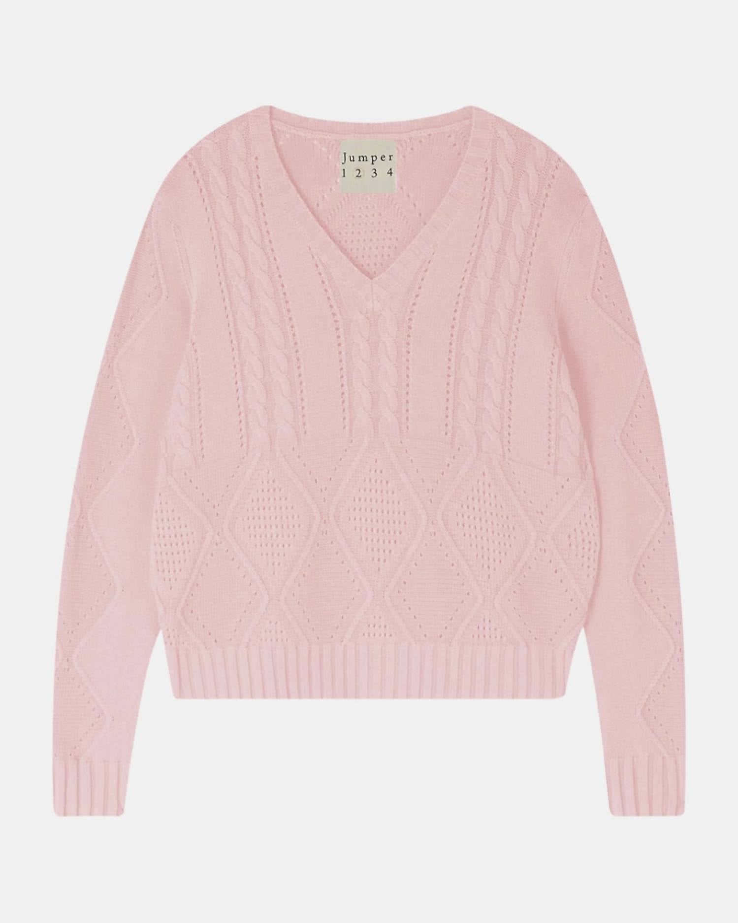 Jumper1234 Mix Texture Sweater In Pale Pink In Multi