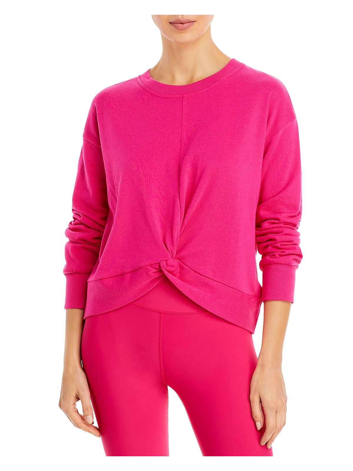 Aqua Womens Long Sleeve Front Twist Pullover Sweater In Pink