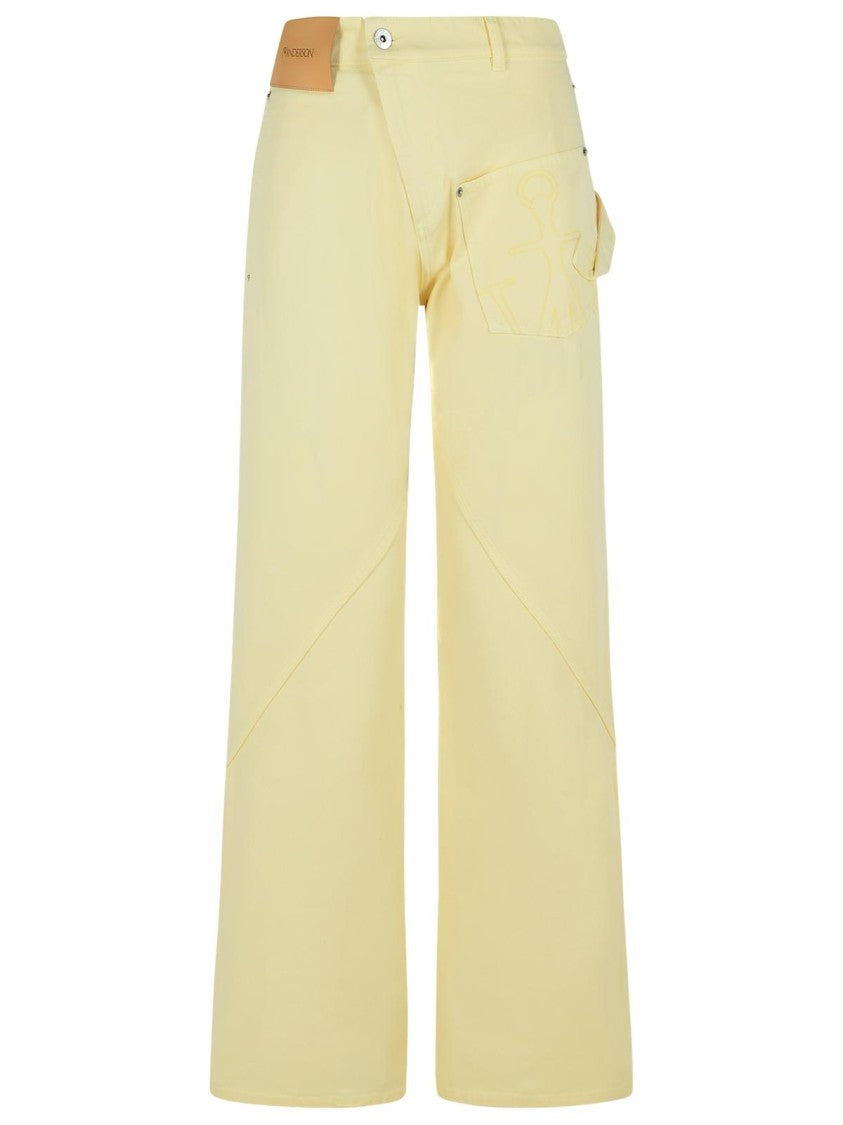 Jw Anderson J. W. Anderson Workwear' Cotton Pants With Yellow Twisted Leg In Yellow