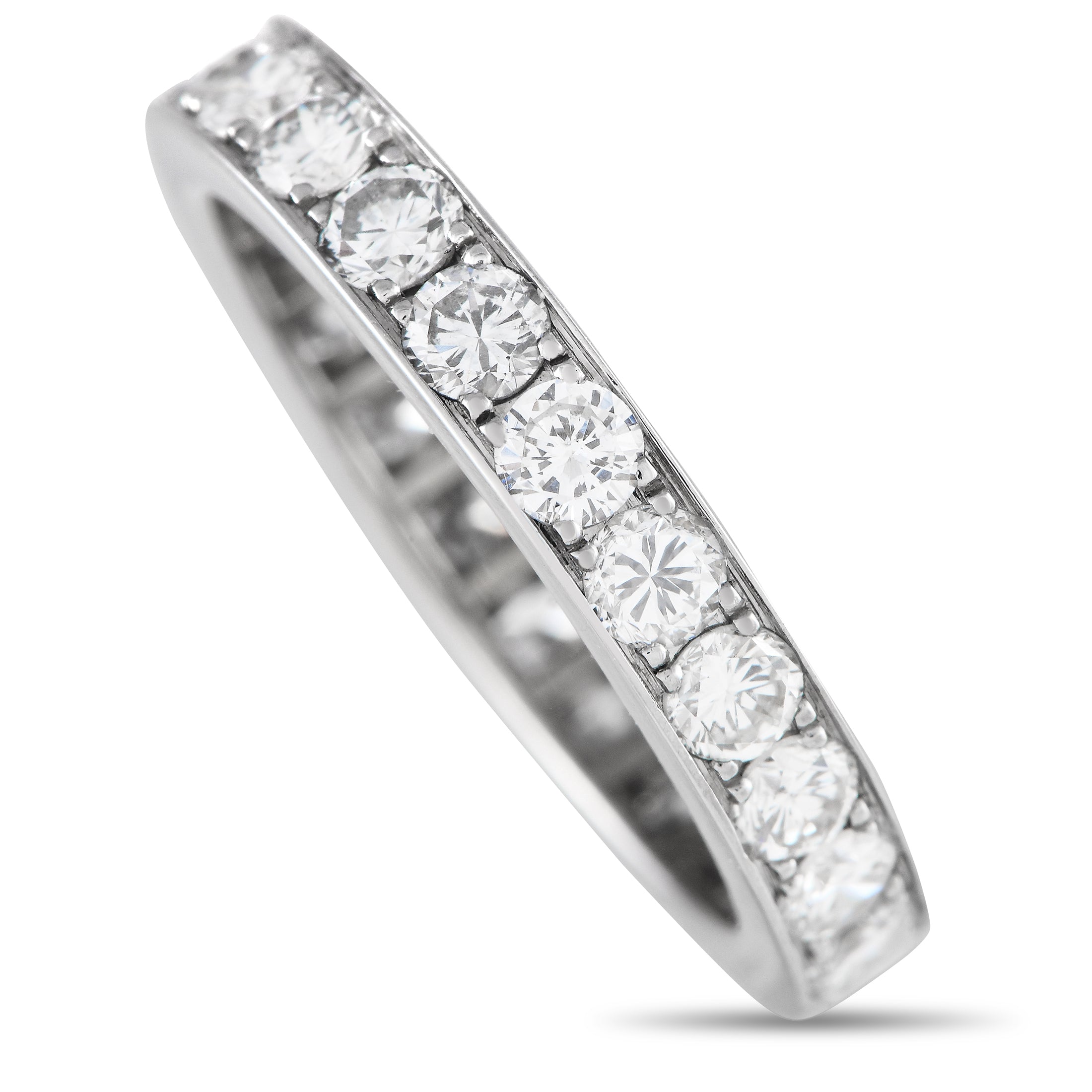 Non Branded Lb Exclusive 18k White Gold 1.50 Ct Diamond Eternity Ring Mf12-052024 In Metallic