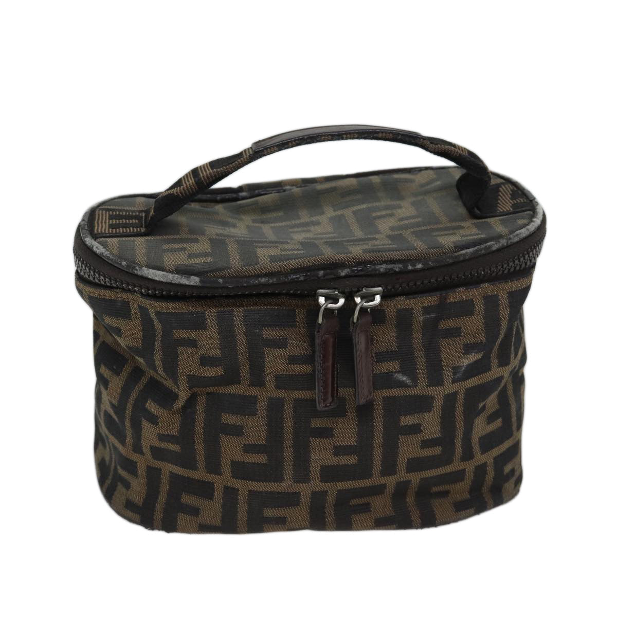 image of Fendi Zucca Canvas Vanity Cosmetic Pouch Brown