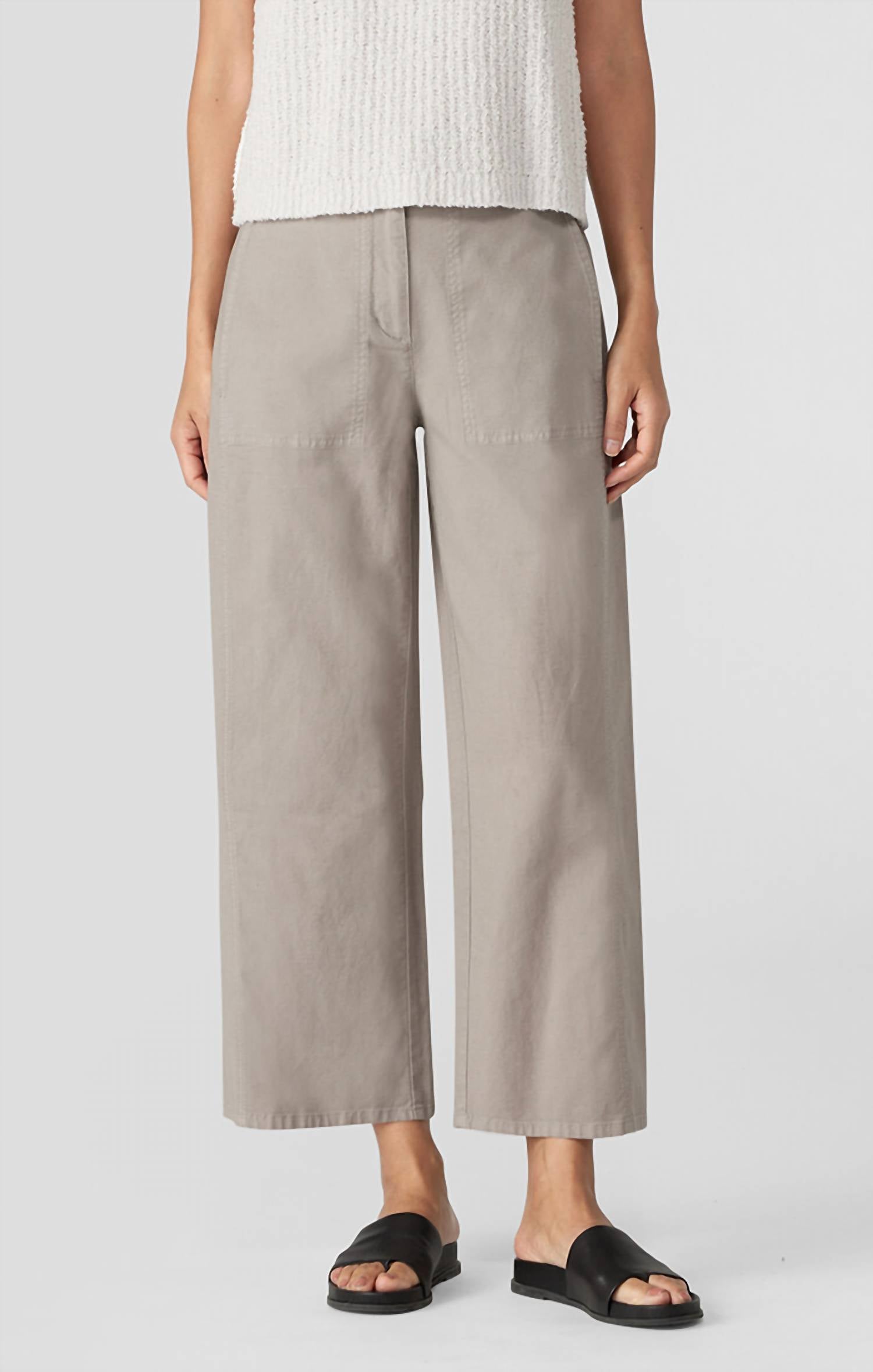 Eileen Fisher Briar Wide Ankle Pant In Natural In White