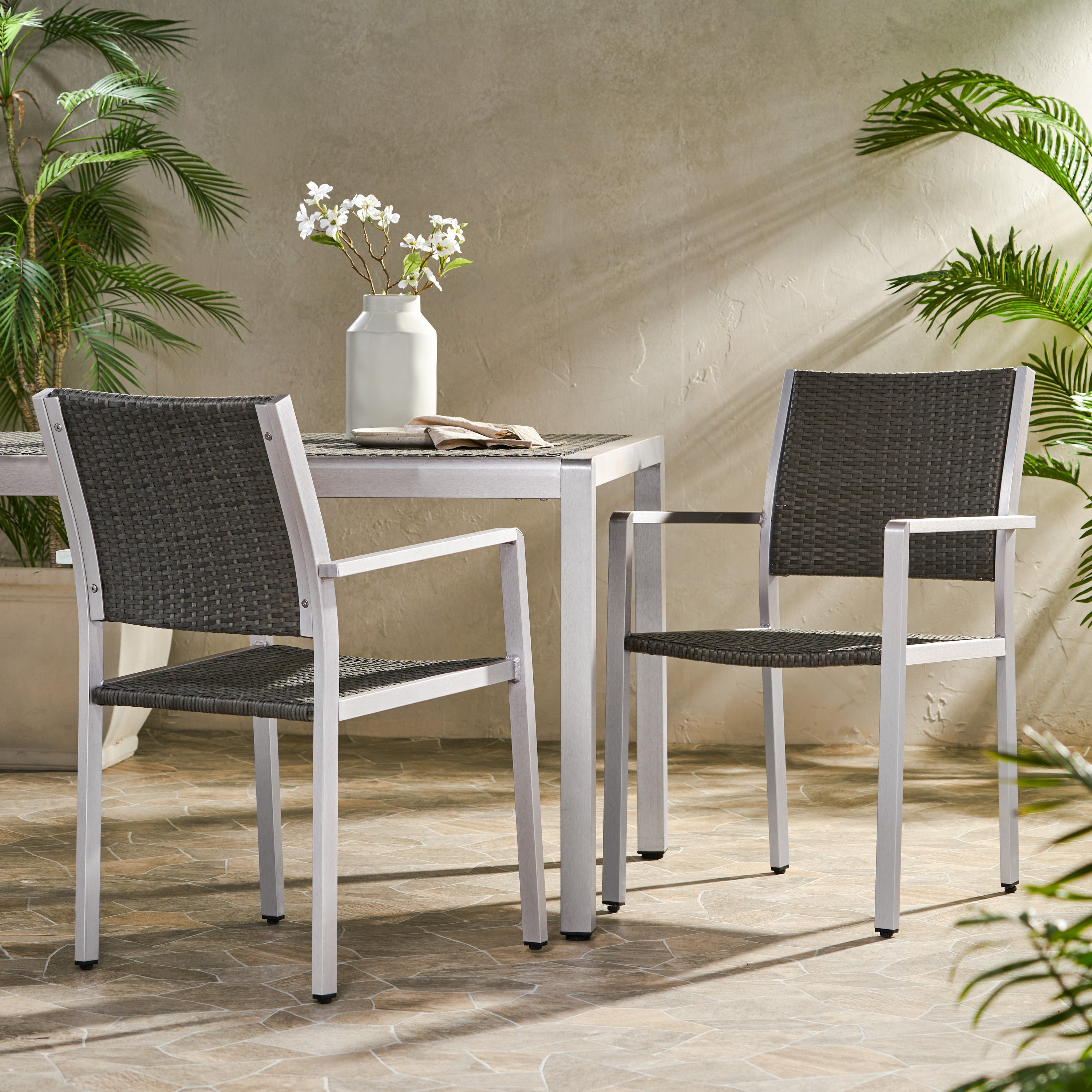 Streamdale Furniture Streamdale Cape Coral Outdoor Wicker Dining Chairs With Aluminum Frames