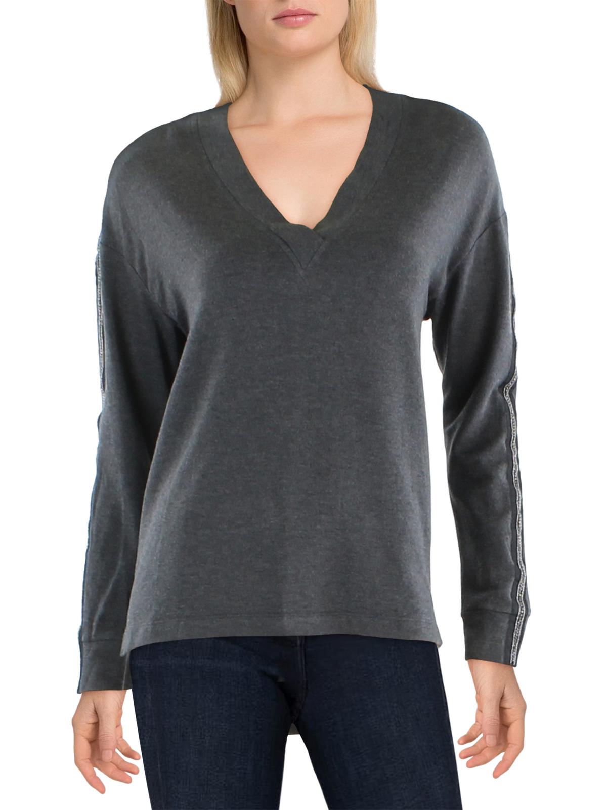 Shop Bailey44 Casey Womens Jeweled V-neck Pullover Top In Grey