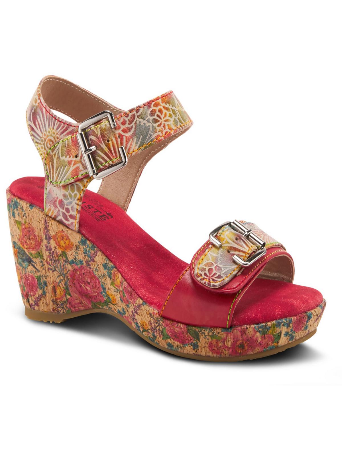 Shop L'artiste By Spring Step Tanaquil Womens Leather Buckle Wedge Sandals In Multi