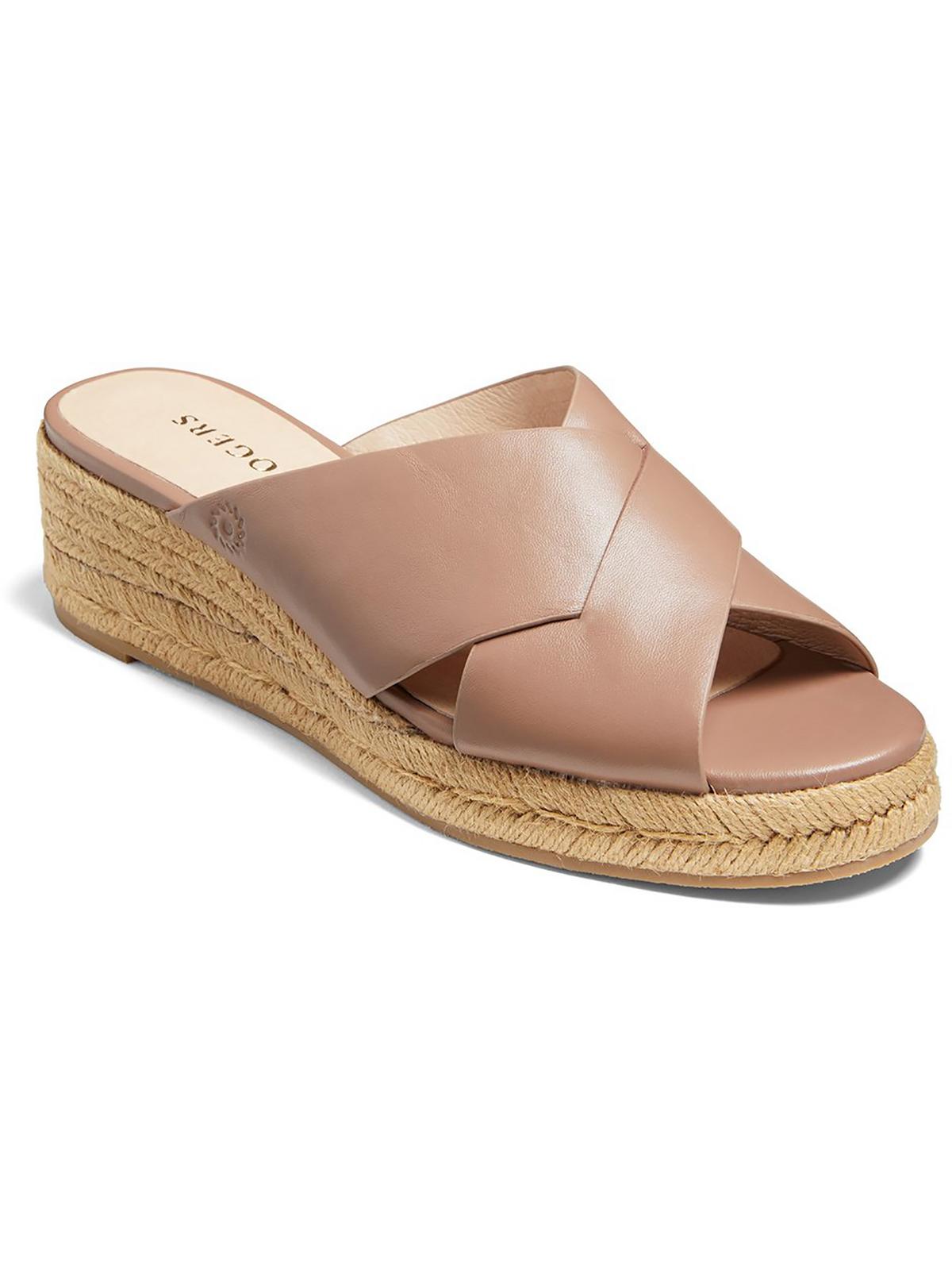 Shop Jack Rogers Slotted Sloan Womens Leather Slip-on Wedge Sandals In Beige