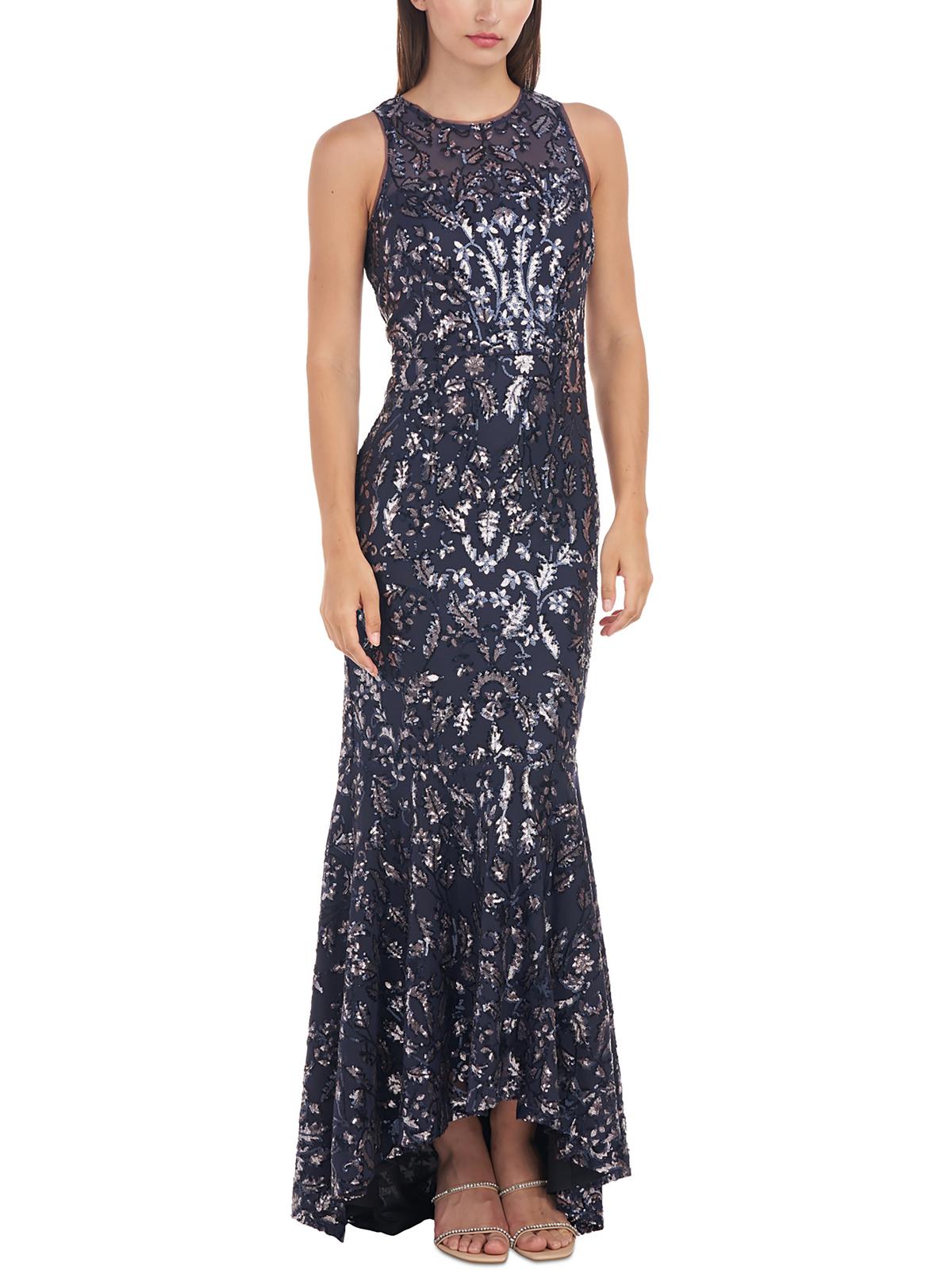 Js Collections Womens Sequined Polyester Evening Dress In Blue