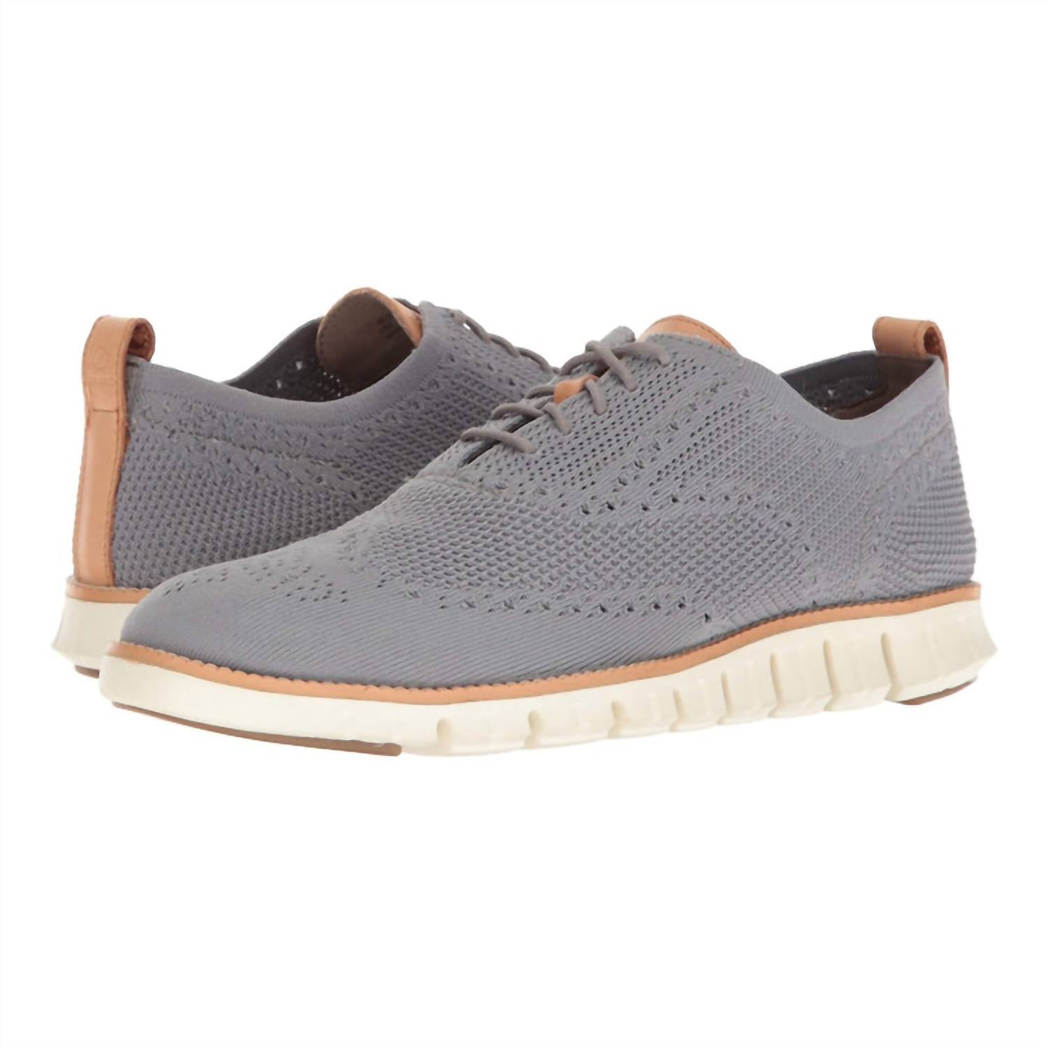 Shop Cole Haan Men's Zerogrand Stitchlite Oxford Shoes In Iron Stone/ivory In Grey