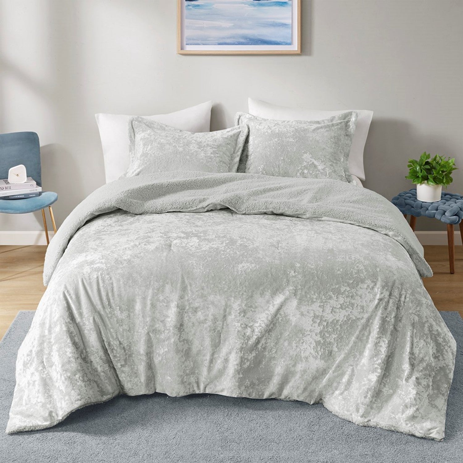 Streamdale Crushed Velvet Sherpa Reversible Comforter Set