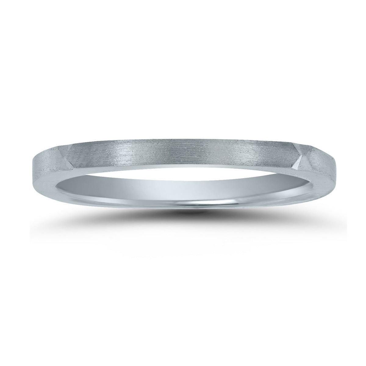 Sselects Thin 1.5mm Four Sided Wedding Band With Matte Finish In 14k White Gold In Metallic