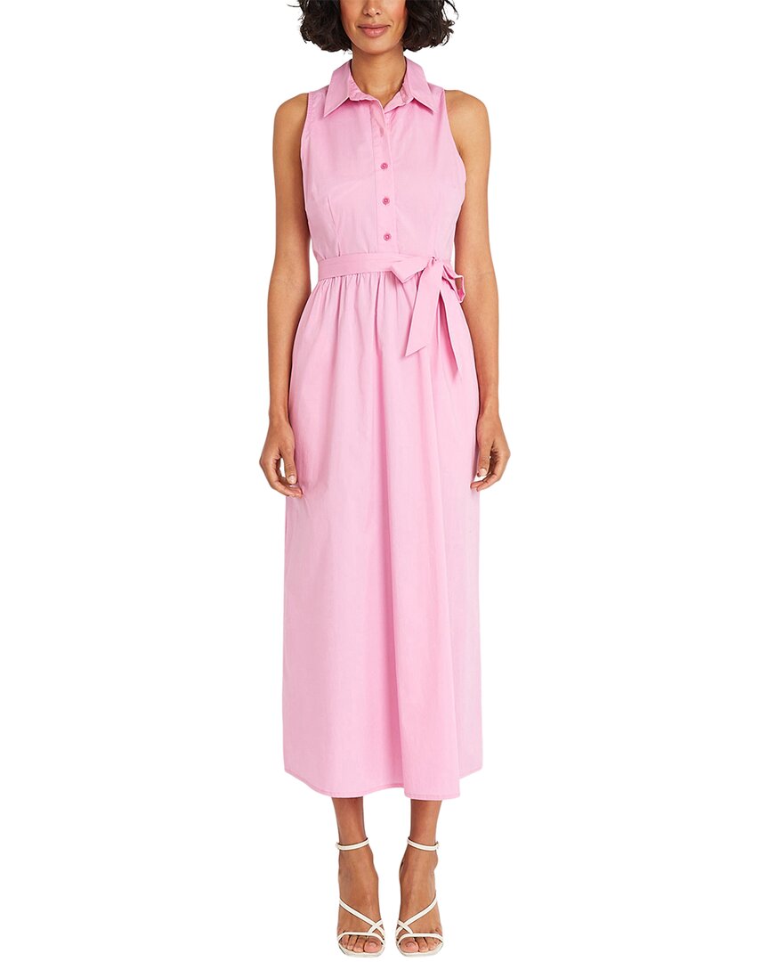 Maggy London Poplin Maxi Dress In Pink