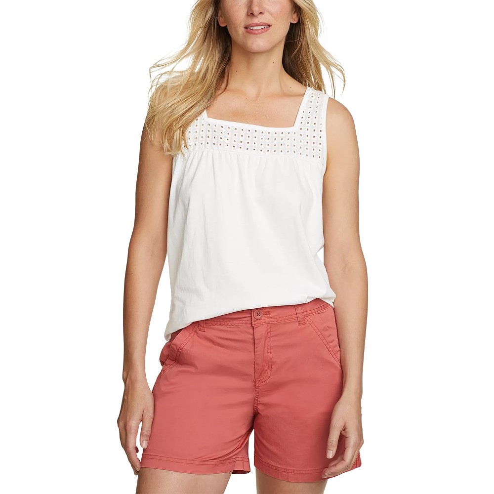 Shop Eddie Bauer Women's Everyday Cutwork Square Neck Tank In White