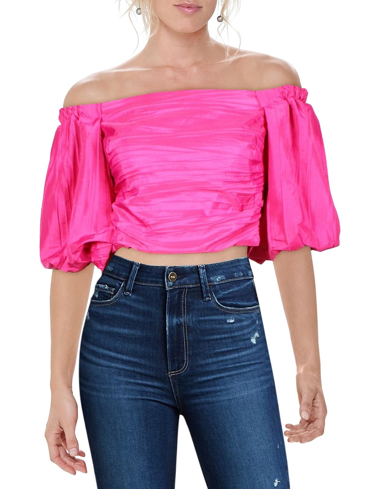Shop Jonathan Simkhai Womens Off-the-shoulder Puff Cropped In Multi