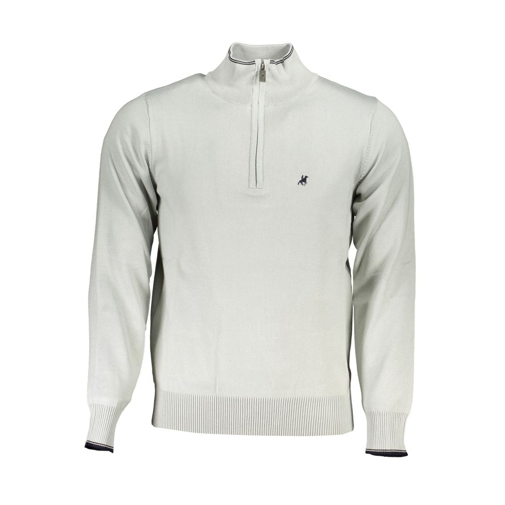 U.s. Grand Polo U. S. Grand Polo Elegant Half Zip Sweater With Contrast Men's Details In Grey