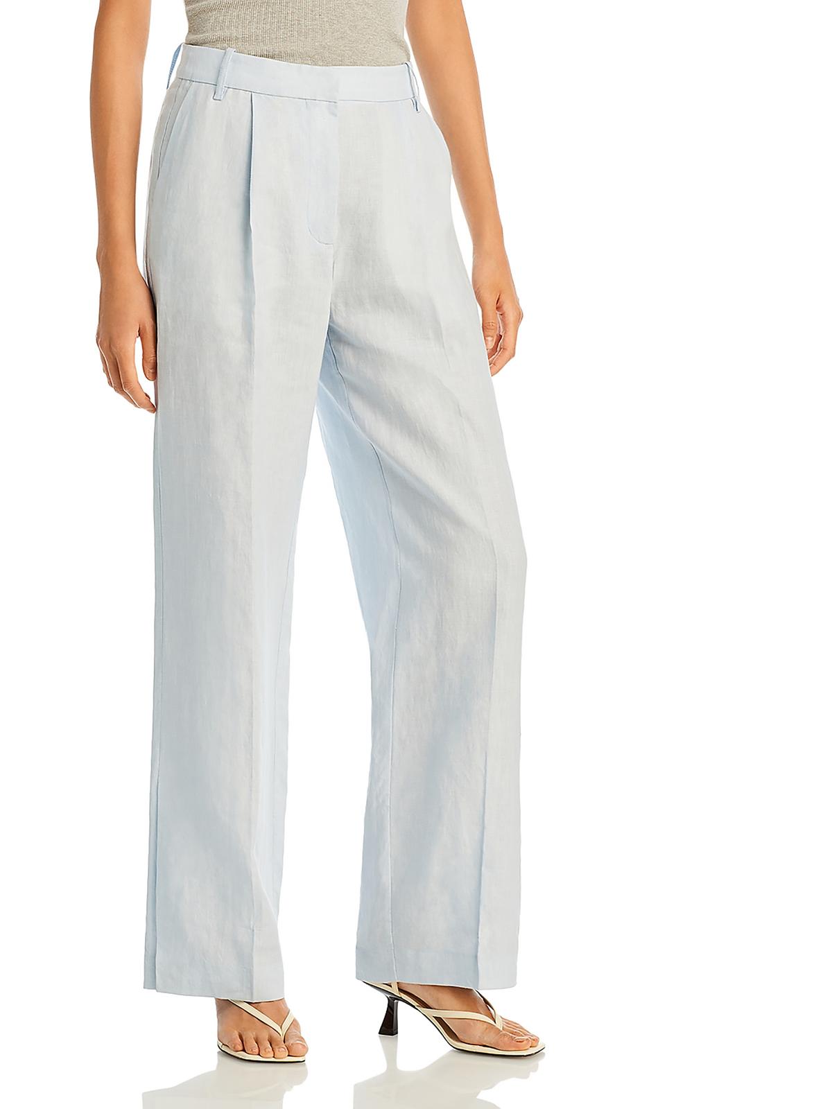 Remain Womens Pleated Linen Trouser Pants In Blue