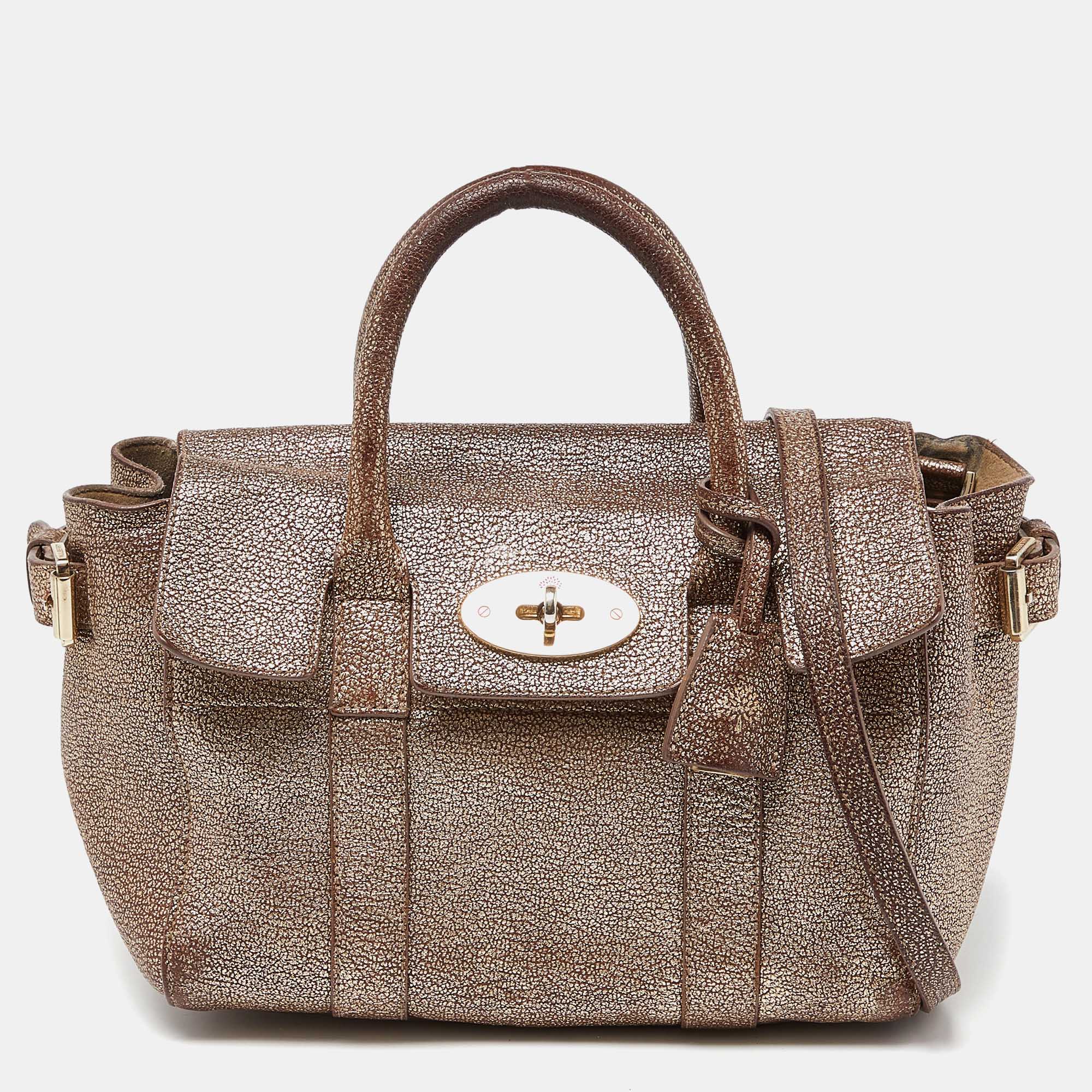 Mulberry Leather Mini Bayswater Satchel In Beige