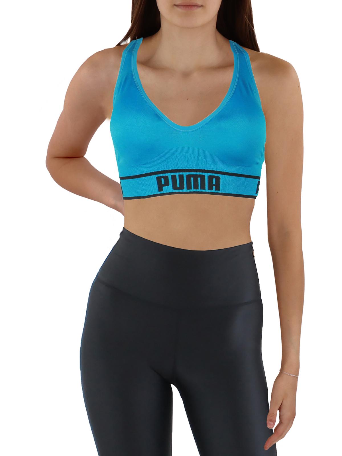 Puma Womens Low Support Fitness Sports Bra In Blue