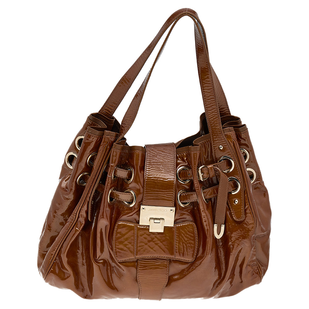 Image of Jimmy Choo Patent Leather Riki Tote