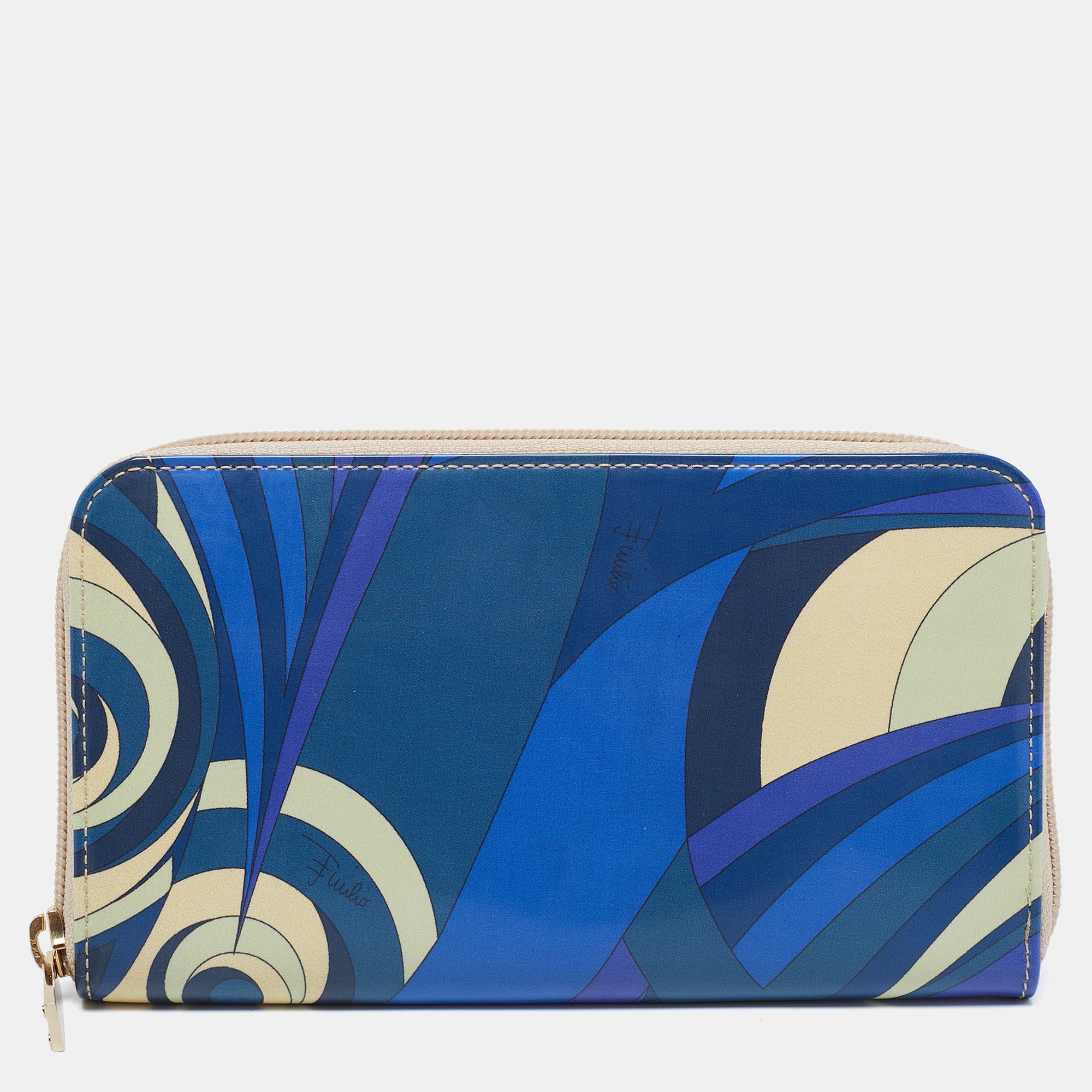 Shop Emilio Pucci Color Printed Patent Leather Zip Around Wallet In Multi