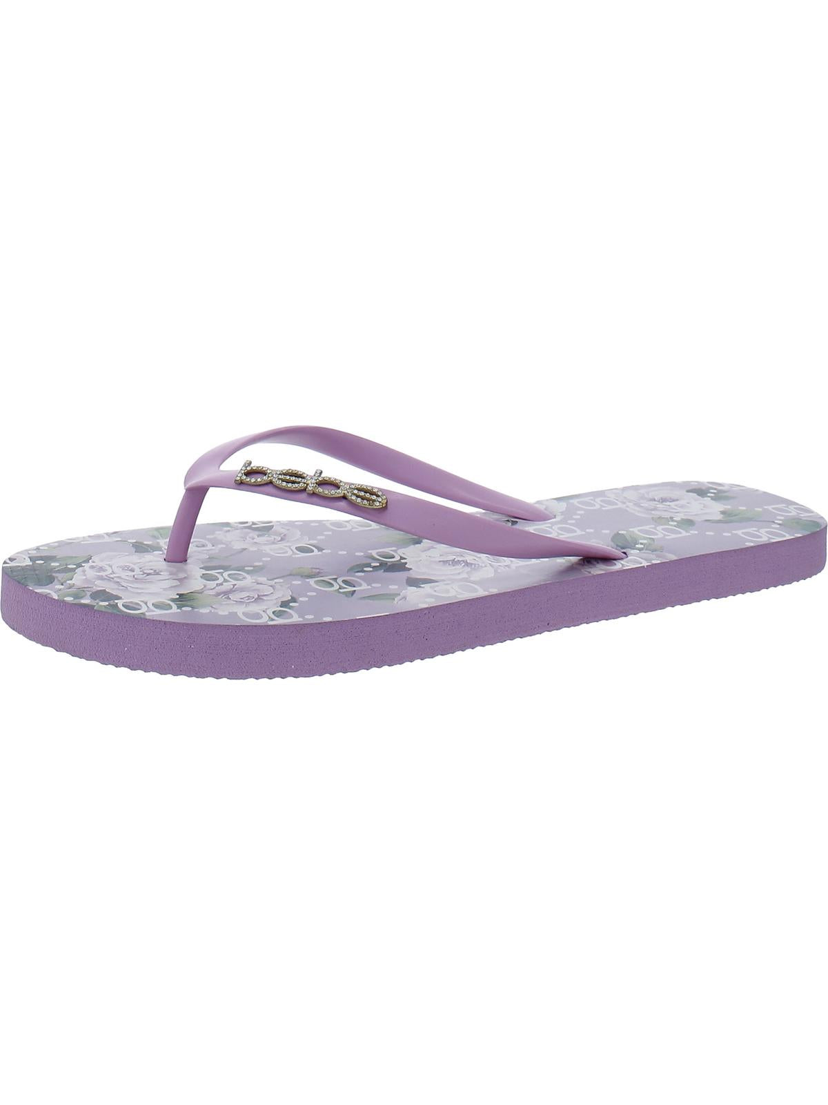 Shop Bebe Florissa Womens Flat Slip On Flip-flops In Blue