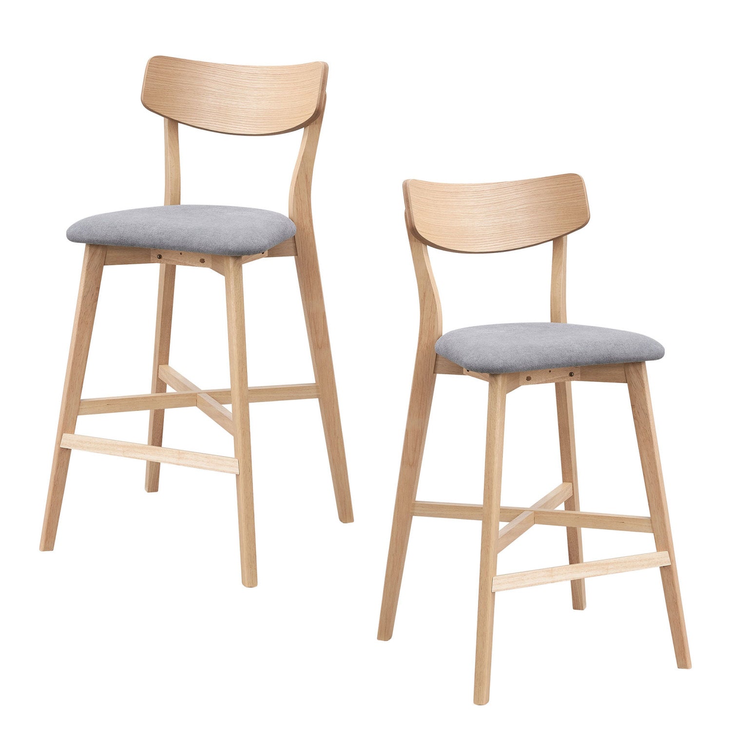 Streamdale Wooden Bar Chairs with Upholstered Backs (Set of 2)