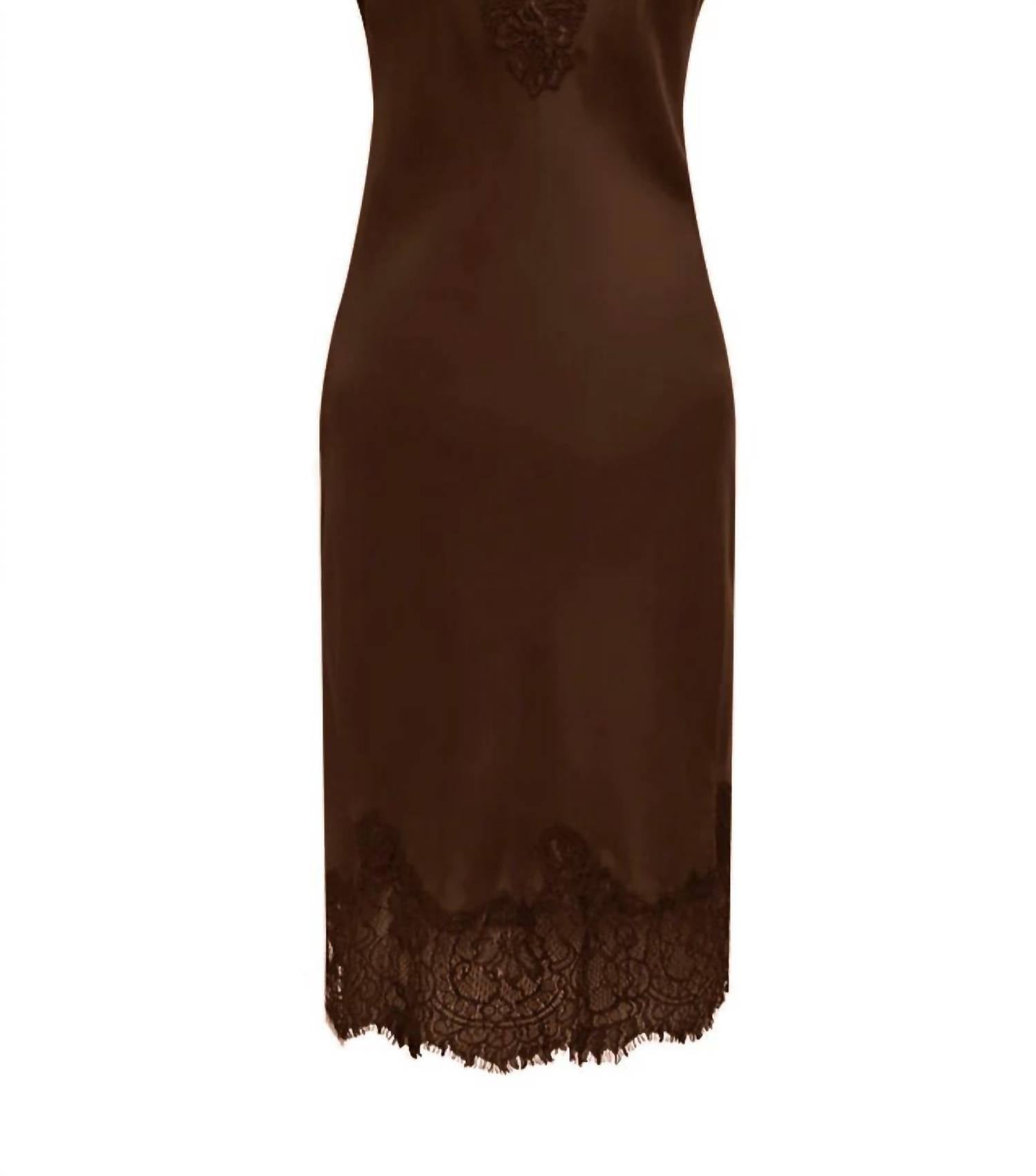 Gold Hawk Megan Slip Dress In Chocolate In Gold