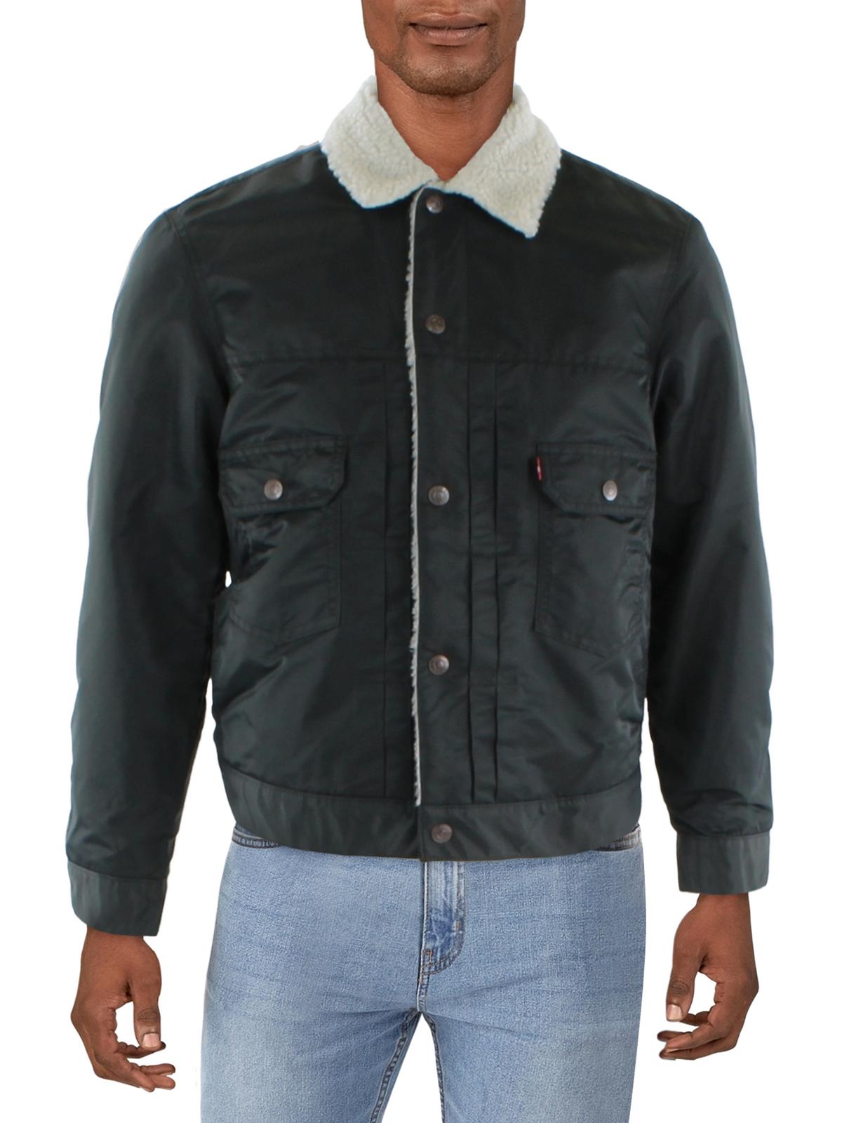 Levi's Mens Sherpa Collar Trucker Jacket In Black