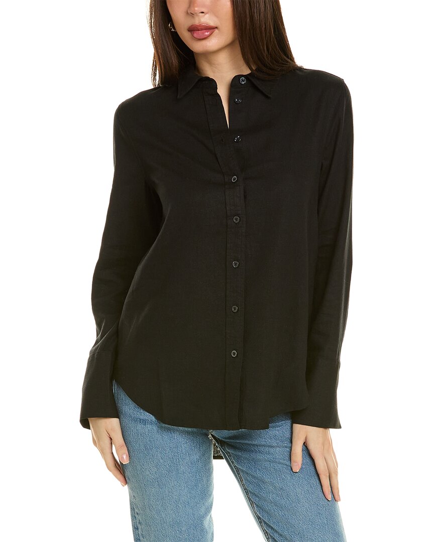 Ellen Tracy Linen-blend Shirt In Black